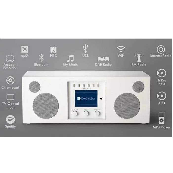Como Audio DUETTO Bluetooth radio and stereo speaker white