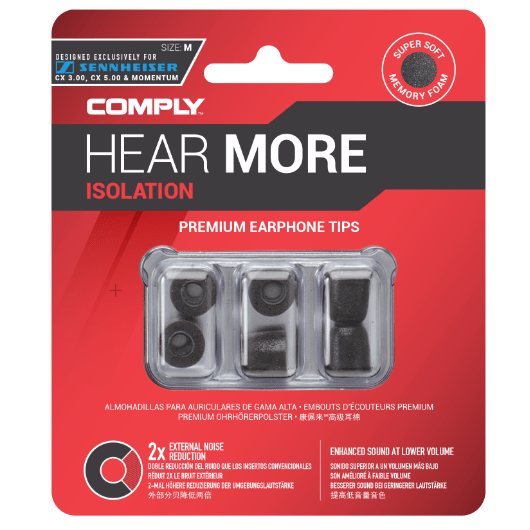 Comply Isolation Sennheiser T-167 Foam tips specially designed for Sennheiser earphones