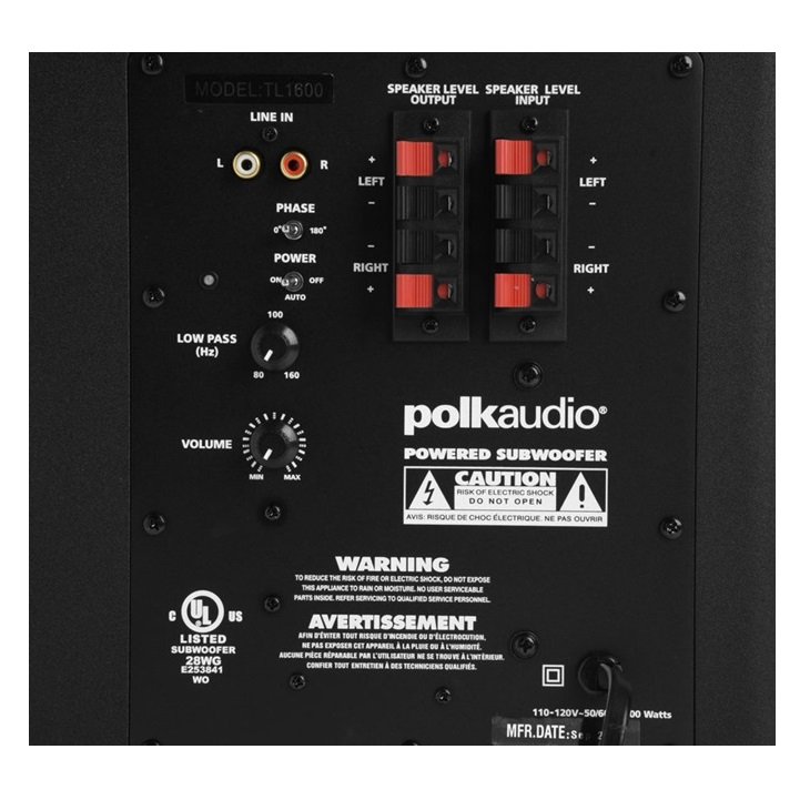 Polk TL1600 Sistema de sonido 5.1 surround de 6 piezas con subwoofer altavoces satélite y canal central TL1
